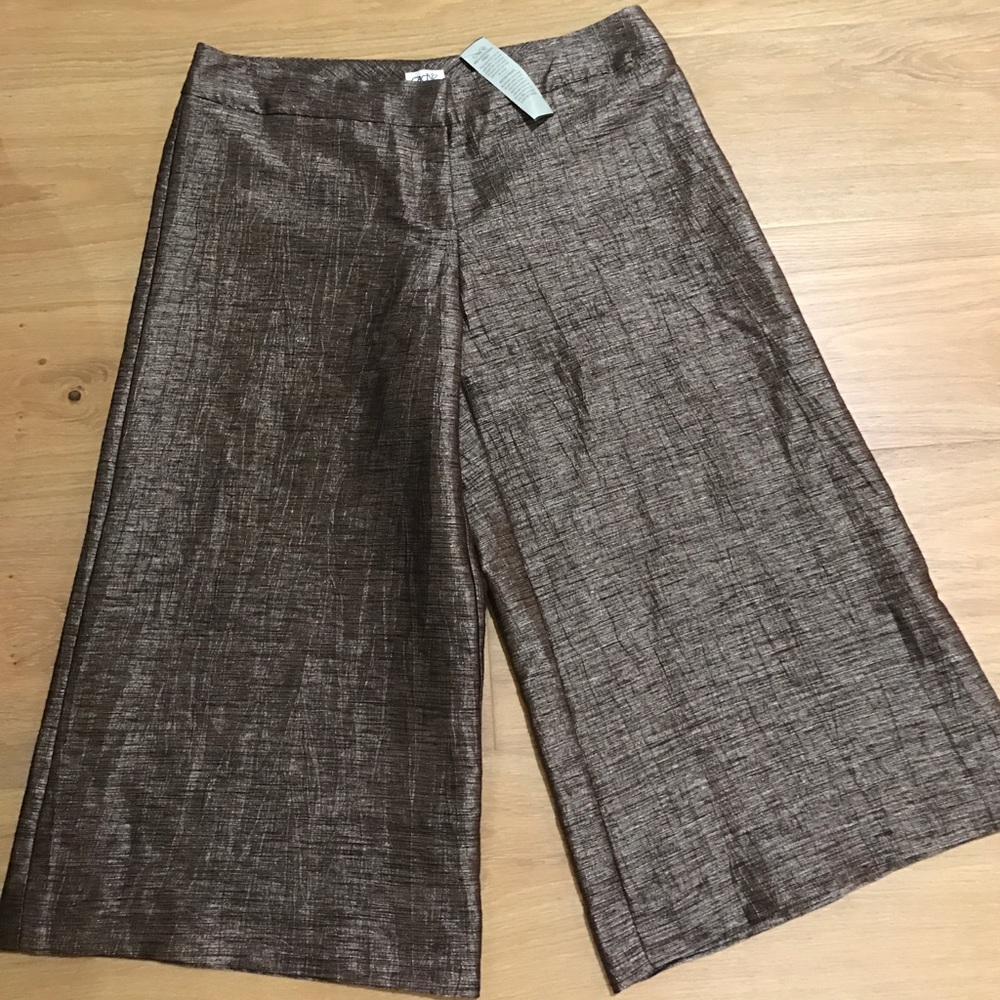Cache flare cropped pants shimmer bronze size 6